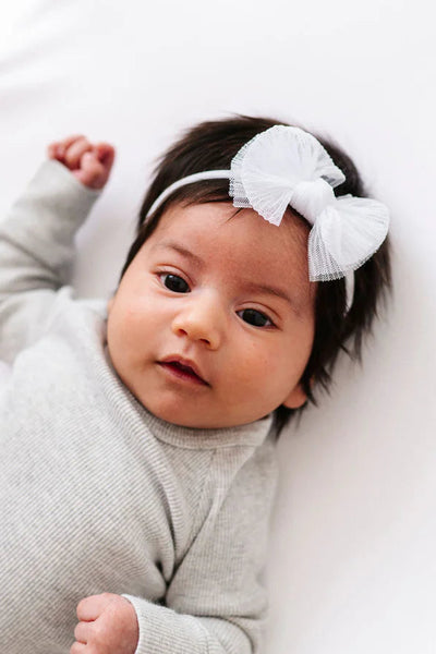 tulle skinny pleated bow headband