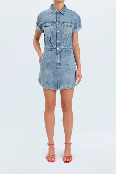 denim short sleeve dress