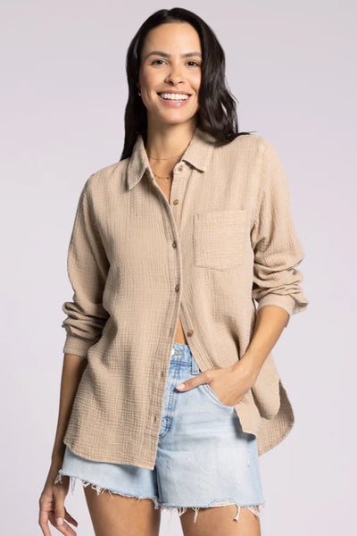 gauze button down shirt