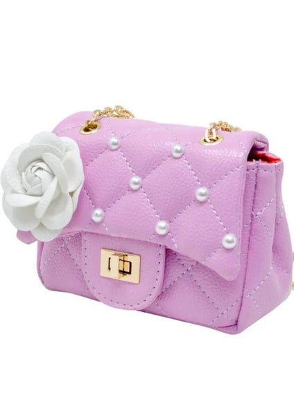 girls quilted flower pearl bag
