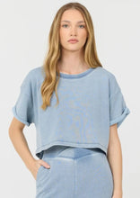 Load image into Gallery viewer, denim washed french terry top
