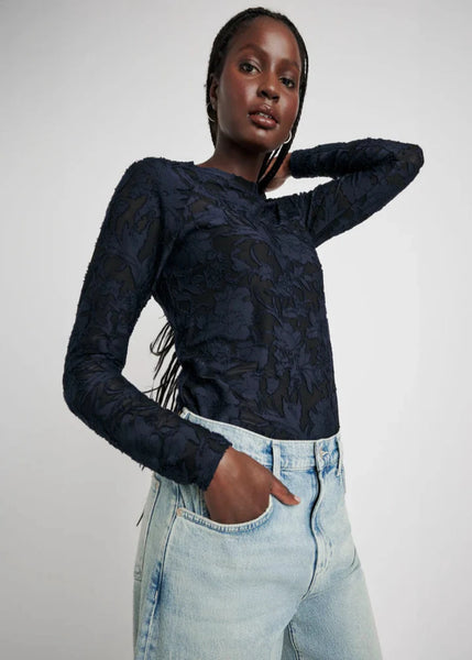 burnout floral long sleeve tee