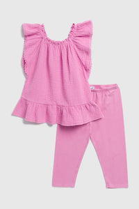 girls gauze top + legging set