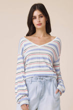 Load image into Gallery viewer, v neck multi stripe sweater

