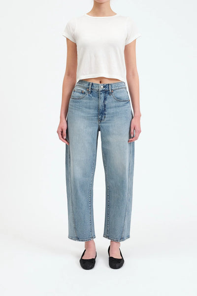 barrel leg denim