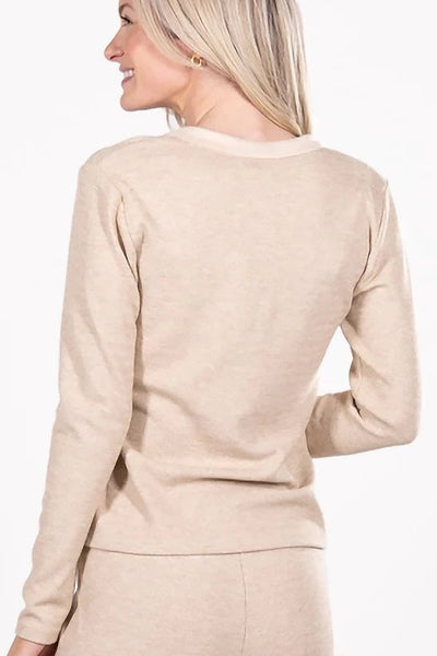 knit waffle henley sweater