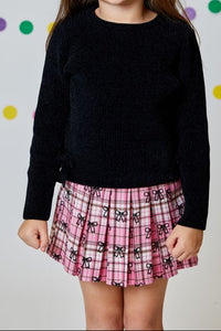 girls bow check skort