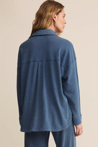 knit denim shacket