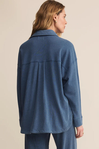 knit denim shacket