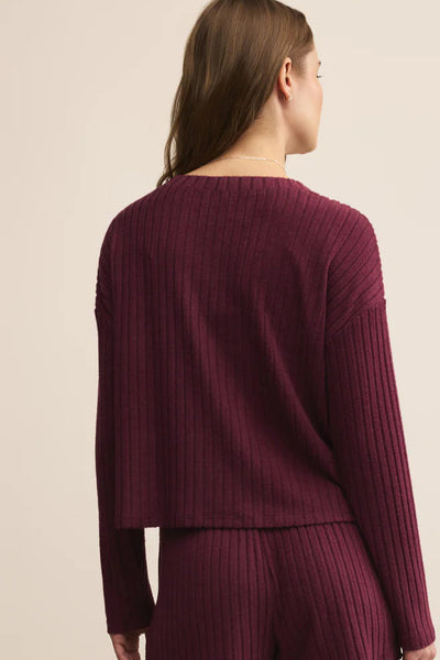 rib long sleeve cozy cardigan