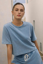 Load image into Gallery viewer, knit denim sweatshirt
