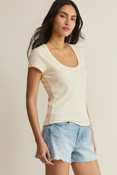 slub rib short sleeve scoop tee