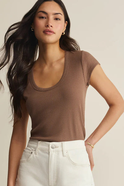 slub rib short sleeve scoop tee