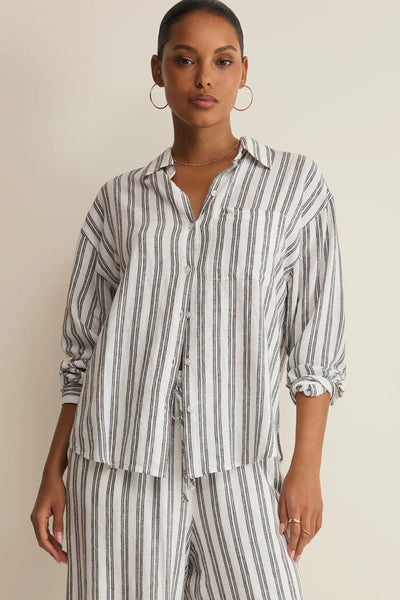 stripe button up shirt