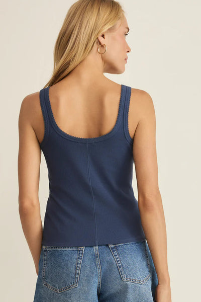 scallop rib button tank top