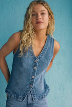 Load image into Gallery viewer, denim button vest

