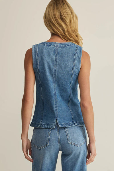 denim button vest