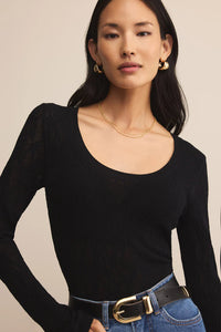 scoop neck mesh sweater