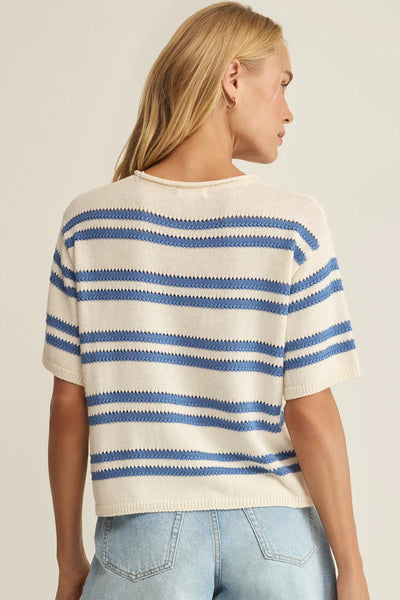 stripe short sleeve sweater