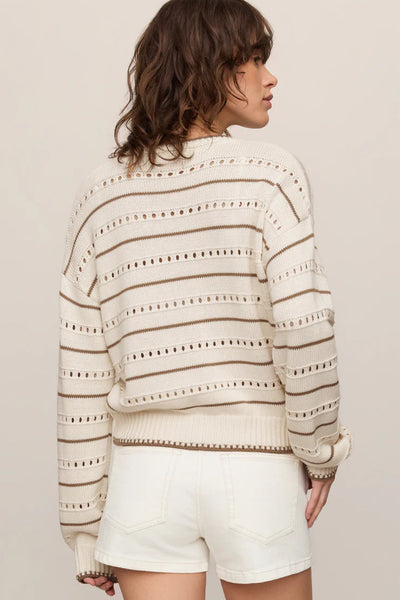 stripe pointelle sweater