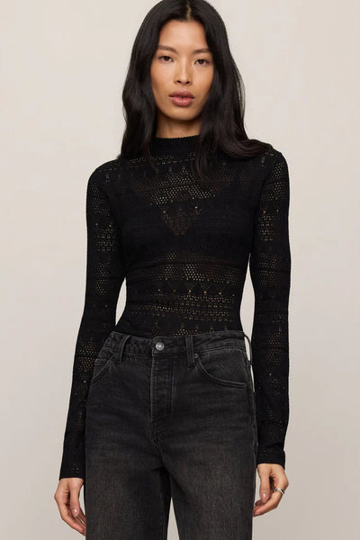 open knit mockneck sweater