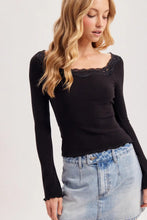 Load image into Gallery viewer, lace trim boat neck reversible top
