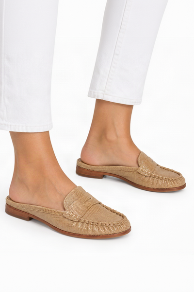 Embossed Suede Loafer Slide