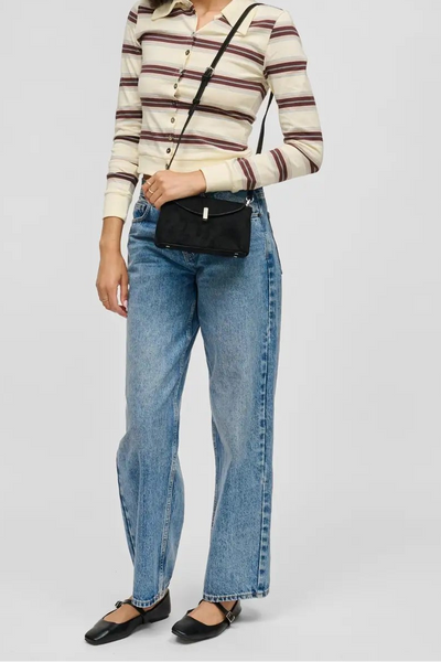 Faux Suede Clasp Crossbody - Clutch