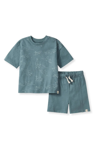 toddler organic cotton origami dino t + short