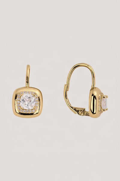 Square CZ LeverBack Earring