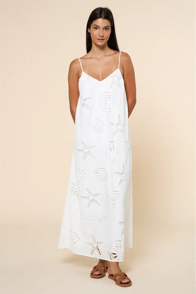 starfish embroidered eyelet maxi dress