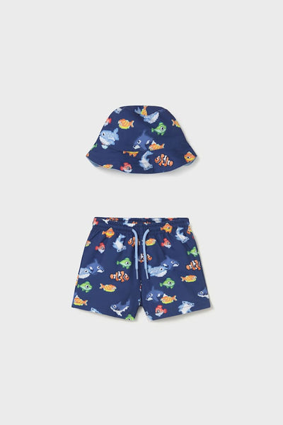 mini boy fish swim short + hat