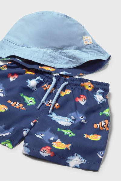 mini boy fish swim short + hat