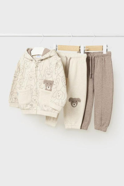 boys puppies zip hoodie + 2 jogger set