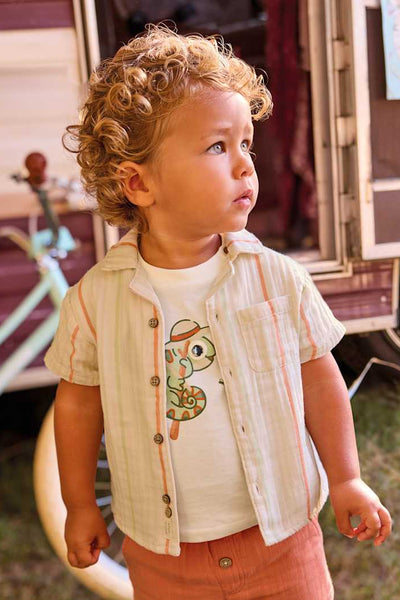 mini boys gauze stripe shirt