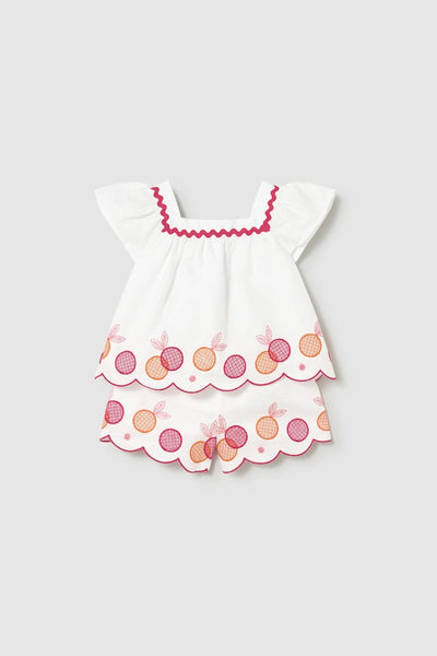 girls 2pc embroidered fruit top + short
