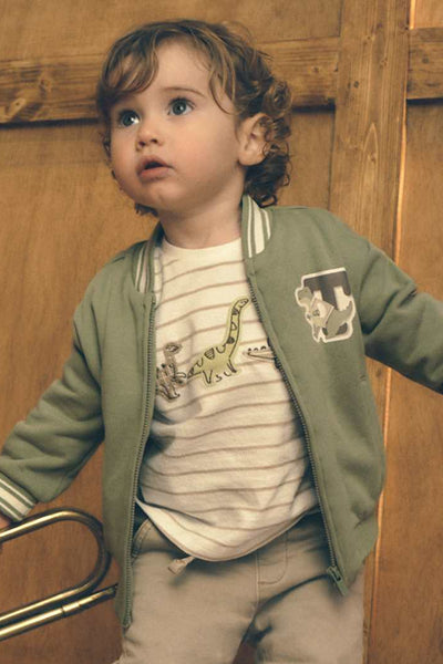 mini boy stripe dino tee