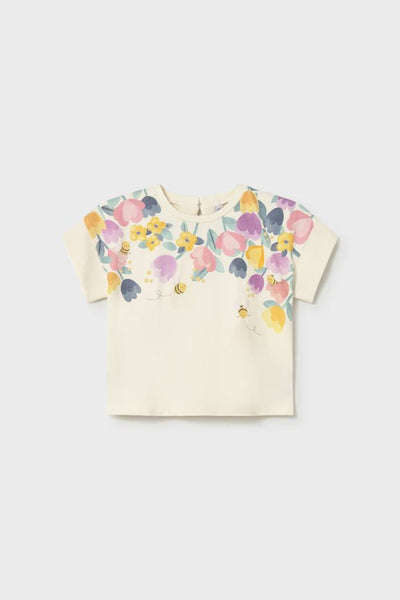 mini girl floral bee tee