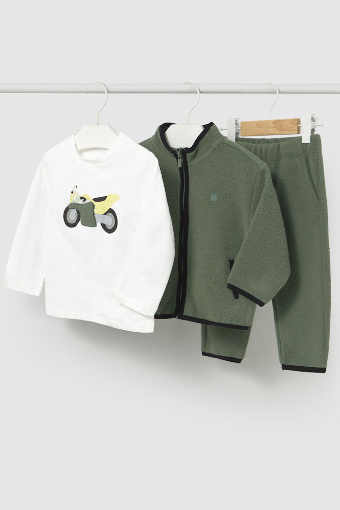 boys fleece 3 piece moto tracksuit
