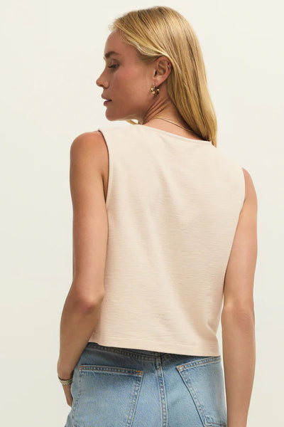 textured button vest tank