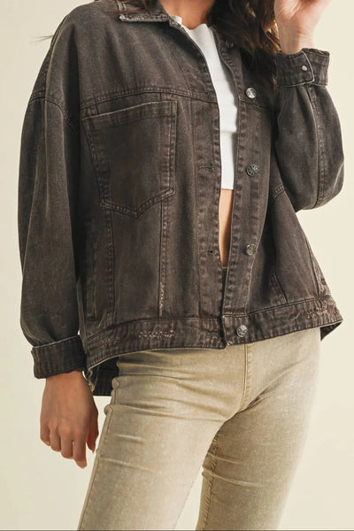 back pleat denim jacket