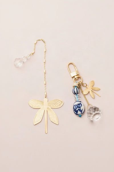 Bookmark + Keychain Set Dragonfly