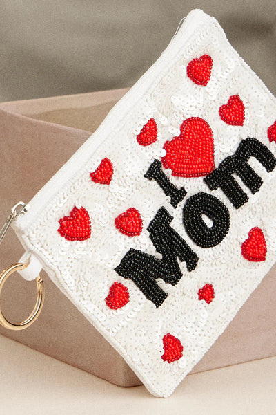 beaded pouch I love mom