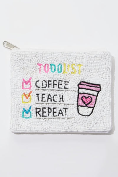 beaded pouch coffee teach
