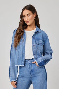 tacked sleeve denim jacket