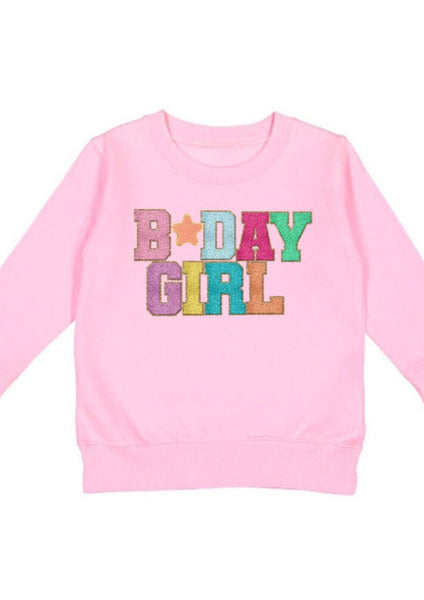 girls birthday patch sweatshirt