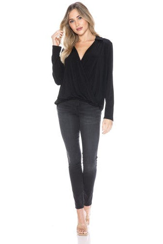 collared surplice top