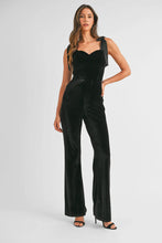 Load image into Gallery viewer, tie shoulder velvet jumpsuit
