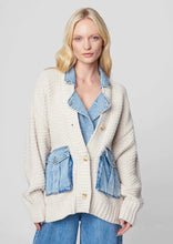 Load image into Gallery viewer, knit + denim trim jacket
