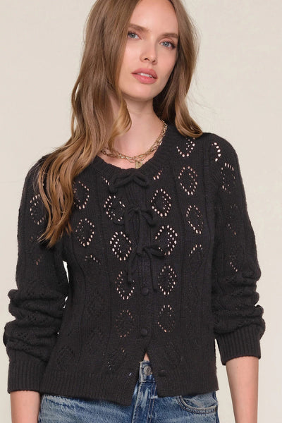 bows pointelle cardigan